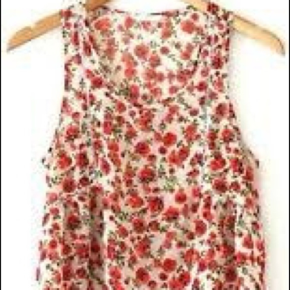 Lush- Sheer Floral Hi Low Crop Top Tank